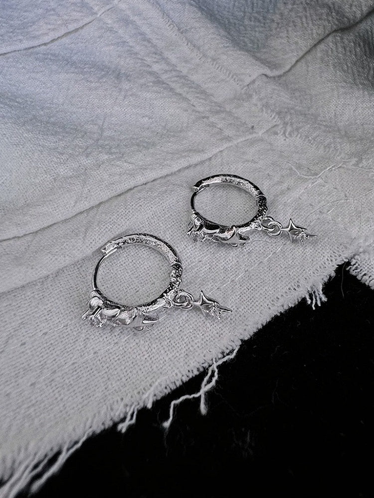 Silver Star Pendant Rhinestone Earrings - Insomnia Artist