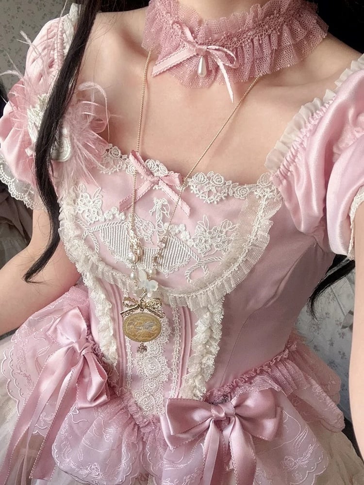 Droplet Bead Lace Elegant Lolita Choker Necklace - Moon River