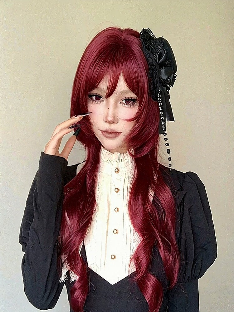 Red 72cm Roman Curly Air Bang Wig - YSHXS