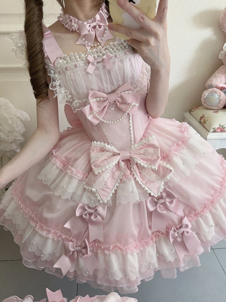 Bowknot Pink Decorated Choker Chain Bead