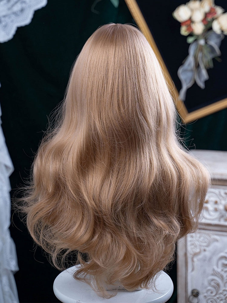 Bangs Wavy Length Wig 70CM Curtain Brown With Light