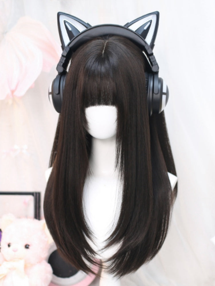 ブラックティー 60-65CM ロングストレートウィッグ(前髪付き)