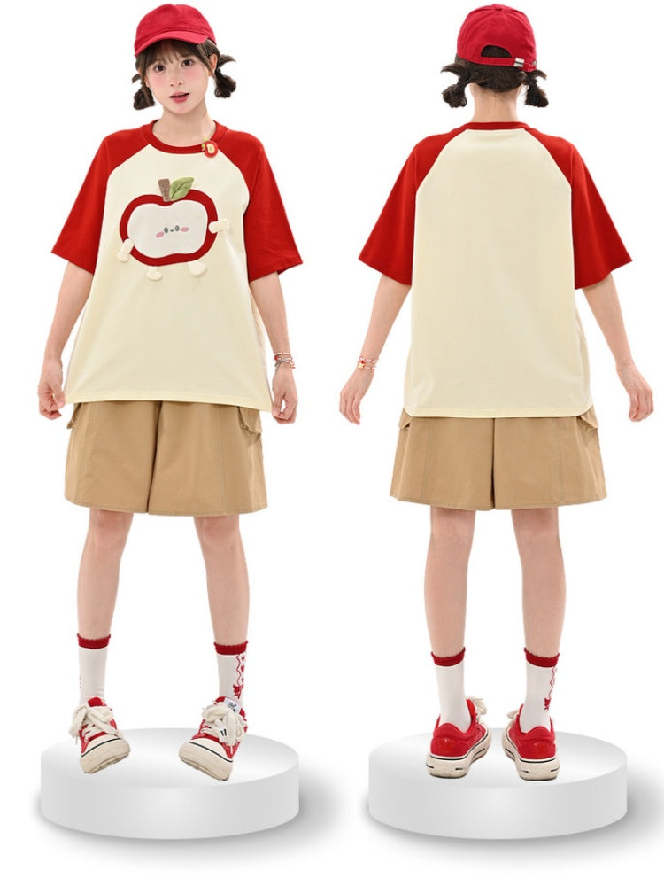 Shorts Khaki Elastischer Bund Gerades Bein Cargo