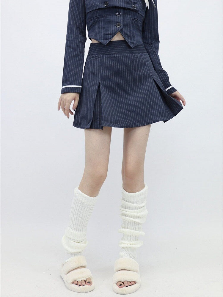 Leg Mid Stacked Warmers Coffee Calf 5 Colors Striped