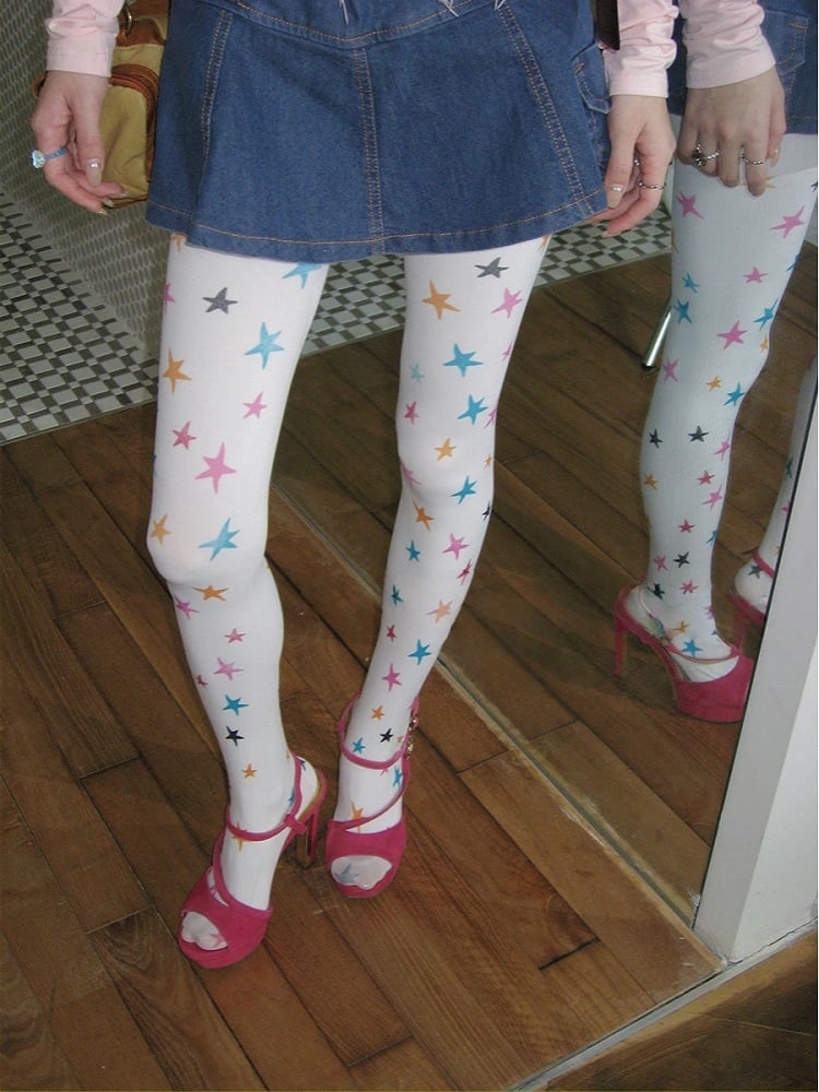 Opaque Colorful Sweet Star-Print Retro (Y2K Pantyhose Style)