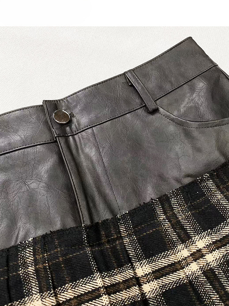 ブラックチェック柄ハイウエストティアードスカート