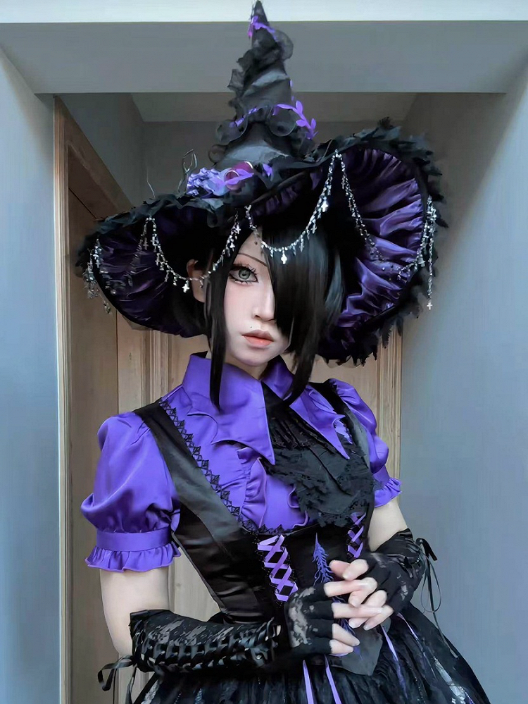 Green / Purple Gothic Lolita Witch Hat - Sweetheart Love Song