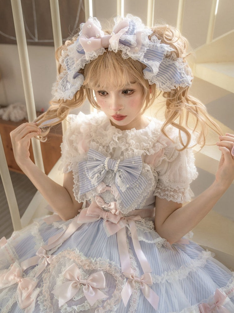 ピンクの蝶結びKCブルーと