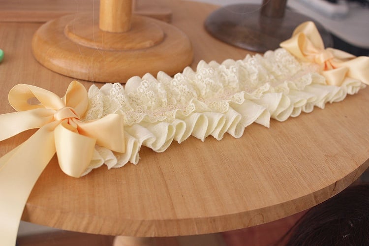 Yellow Lace Hairband Sweet-Style Ruffled