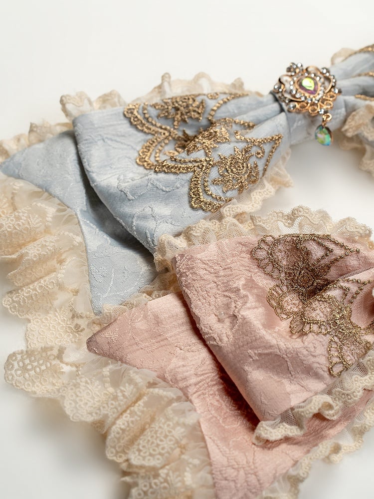 / Blue Hairclip Big Pink Bowknot