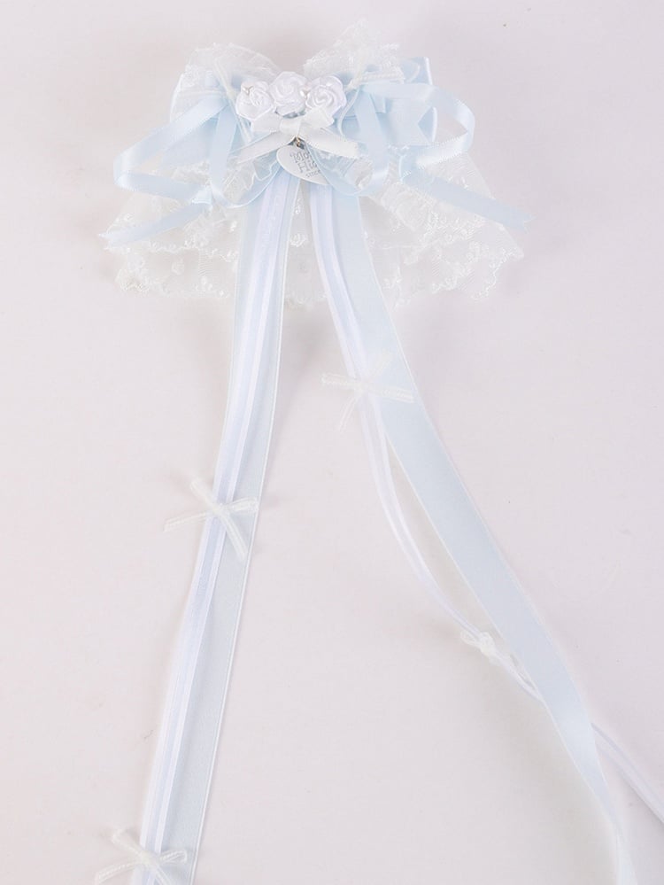 Hairclips Lolita Rosette Heart Lace Charm With Bowknots Blue/Pink Design