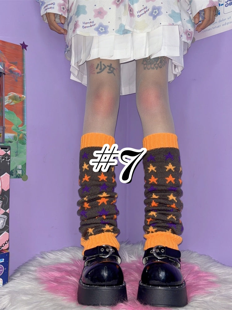 ストライプ柄ニットレッグウォーマー