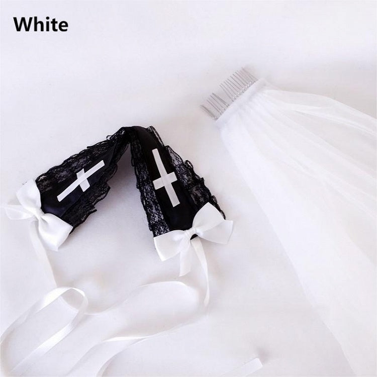 Lolita Black/White Head Veil Nun