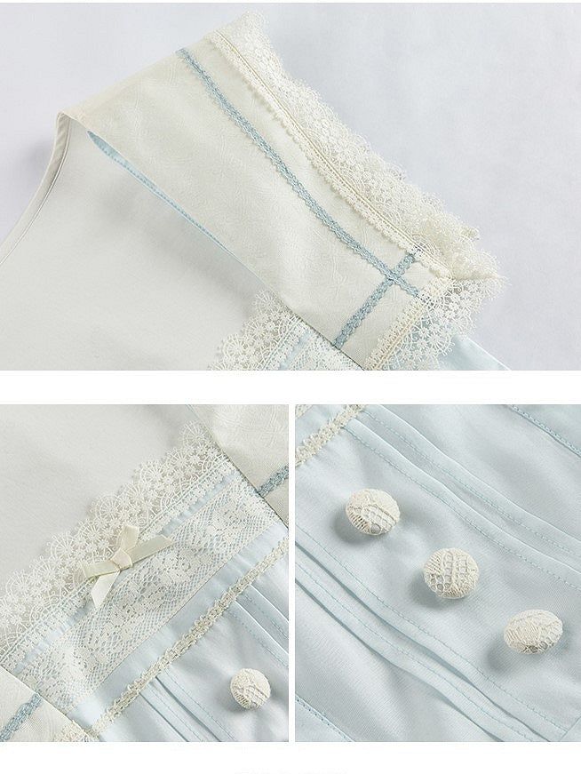 Dress and Sailor Accent Blue with Lace Light Overall Trim Pocket Lolita