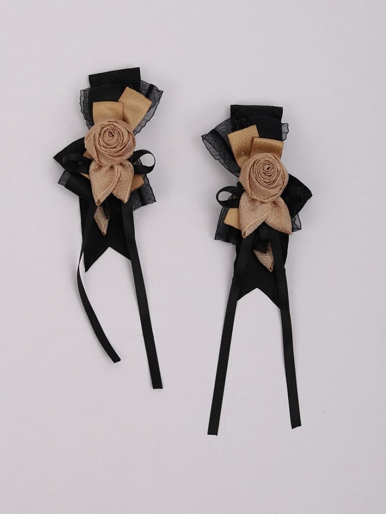 Bowknot Rose Gold Lolita Black Hairclip