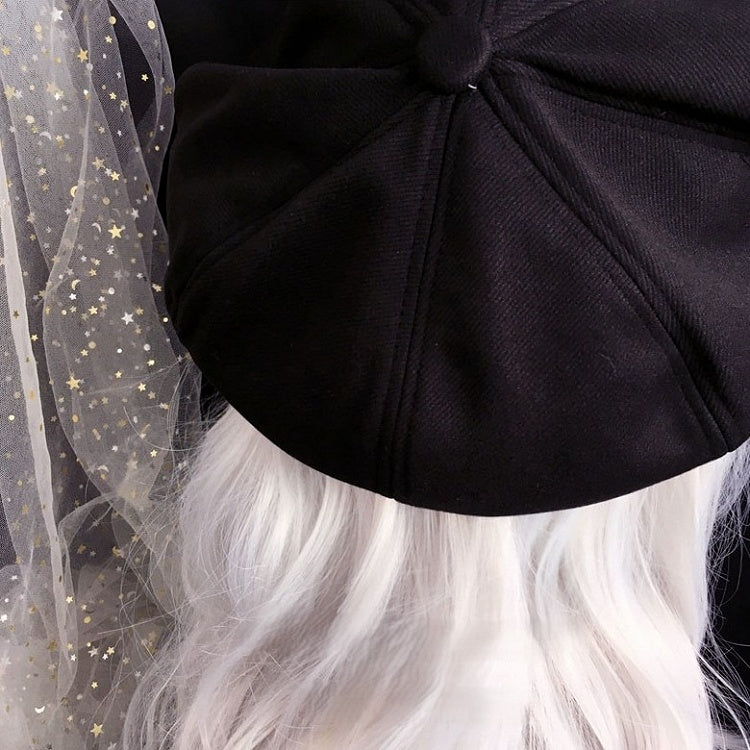 Cross Decorated Black Beret with