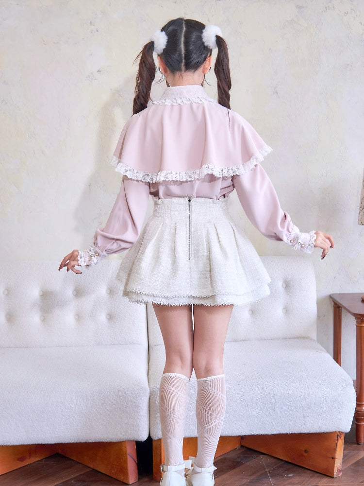 ウエストホワイト ジライケイ ハートラインストーン ハイスカート ツイード