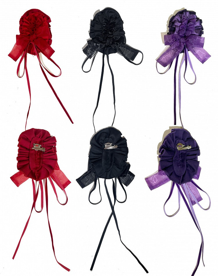 / Hairclip Floral Black Purple Red