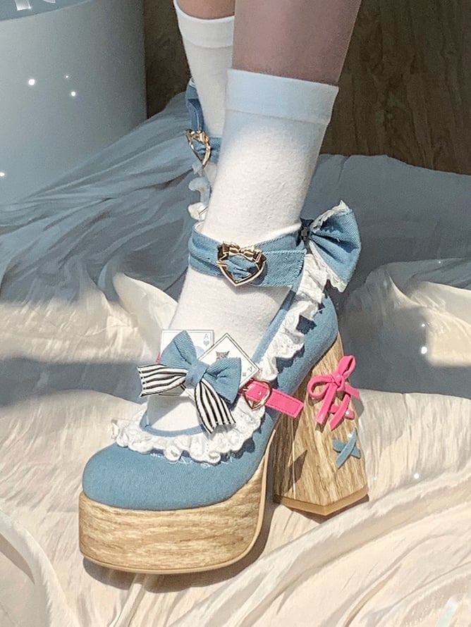 Vibes Alice Janes Sweet Blue Platforms Mary Denim Lolita in Wonderland