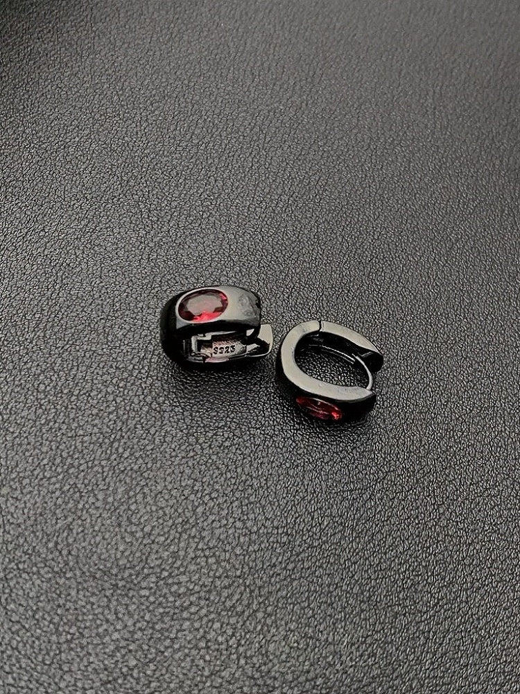 Red Rhinestone Black Earrings - YSHXS