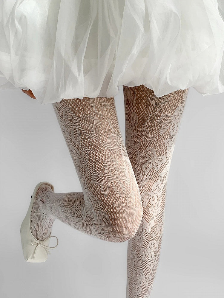 Floral Colors) Lace Pantyhose (2 Fishnet