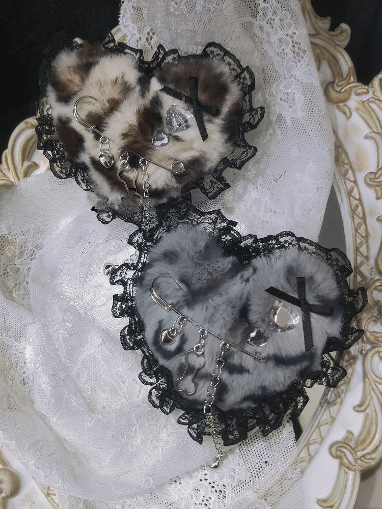 Trim Pattern Hairclip Tiger Color 4 Spot Heart Lace Options Plush