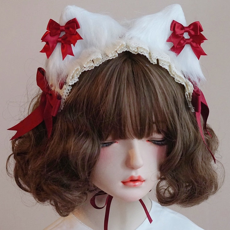 Cat Color Details Hairband Decorated 3 Bowknot Ear Options