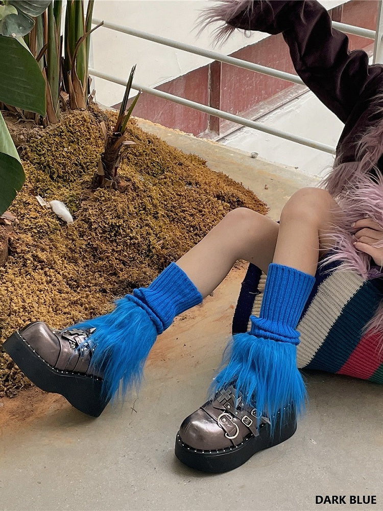 Knitted Cuff Leg Warmers Options Fuzzy 12 Color