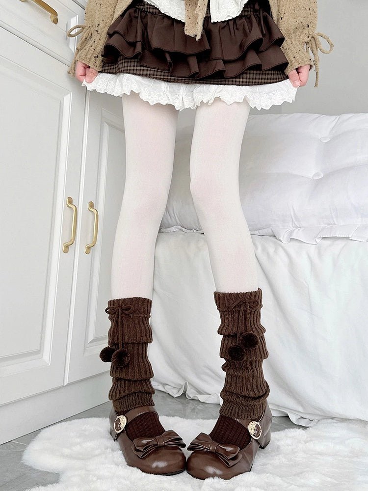 Accents Pom-Pom (Cozy with Coffee Leg Ribbed Tie Style) Warmers Sweet