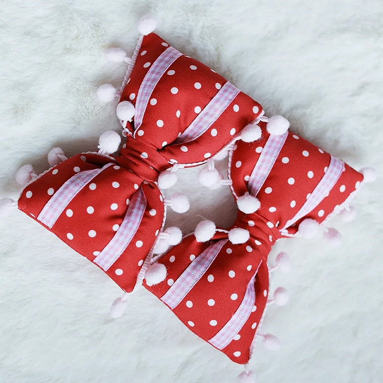 Red Padded Black Bowknot Hairclip / Yellow