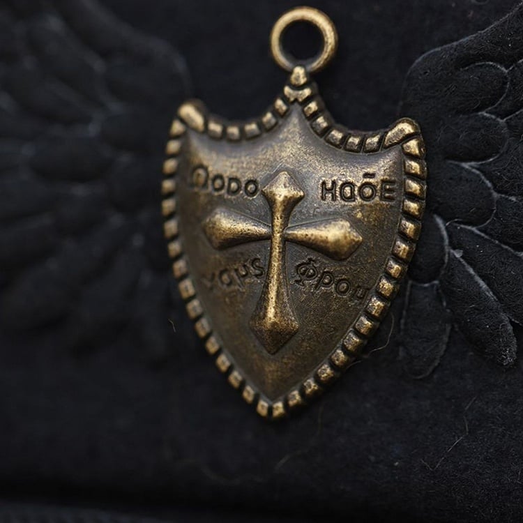 Badge Beret Military Chain Lolita Black