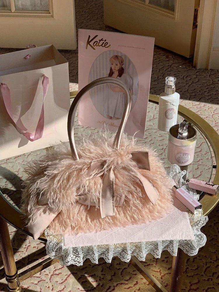 Pink Fluffy Bowknot Single Shoulder Bag Sweet - Lalacita