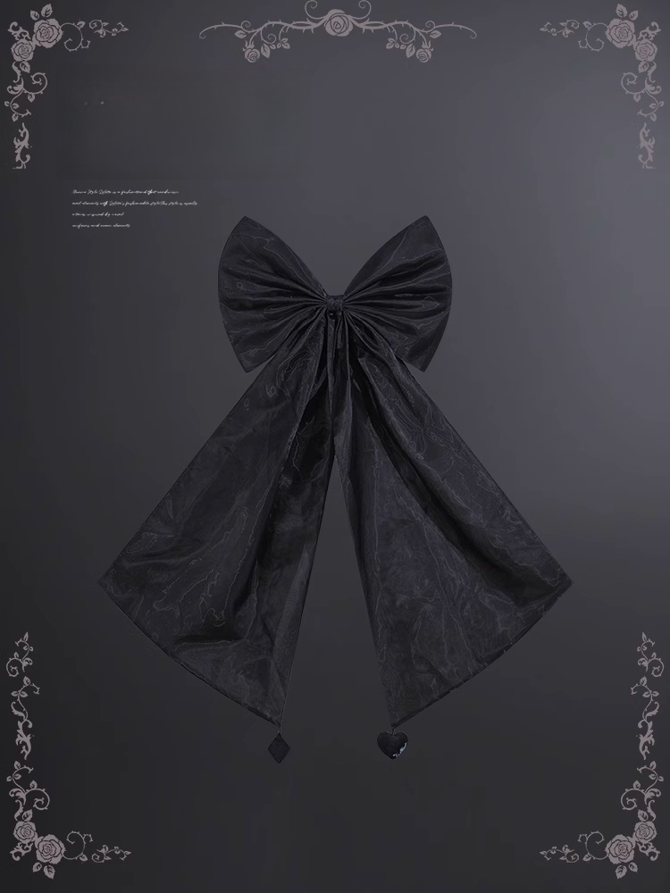 Black Big Bow Train - Gothic Lolita Detachable Bustle Skirt Accessory