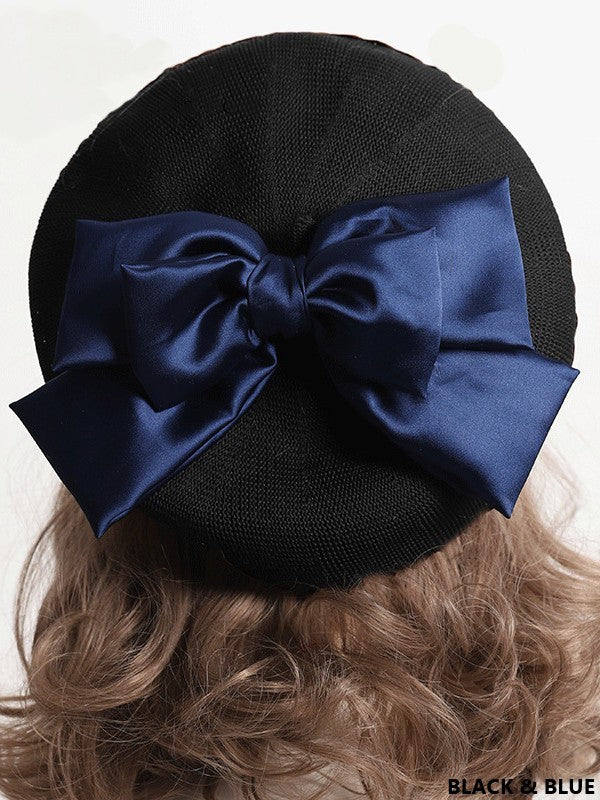 With Bowknot Lolita Color Detachable Options Sweet Beret 18 Large