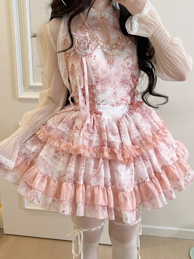 Sheer Top Apricot Long-Sleeve Lolita