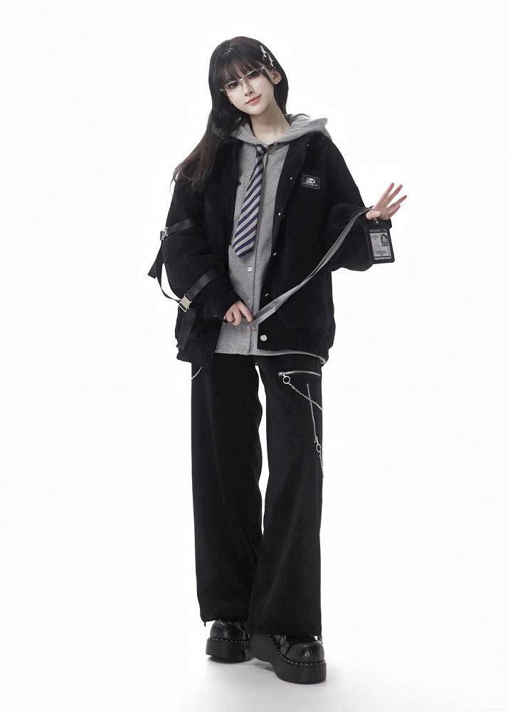 Black Panda Applique Winter Coat - PINK SAVIOR