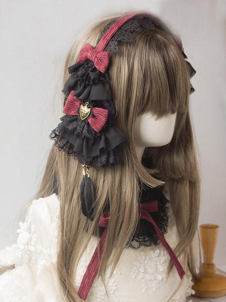 Lace KC Gothic Black Red Lolita Bowknot