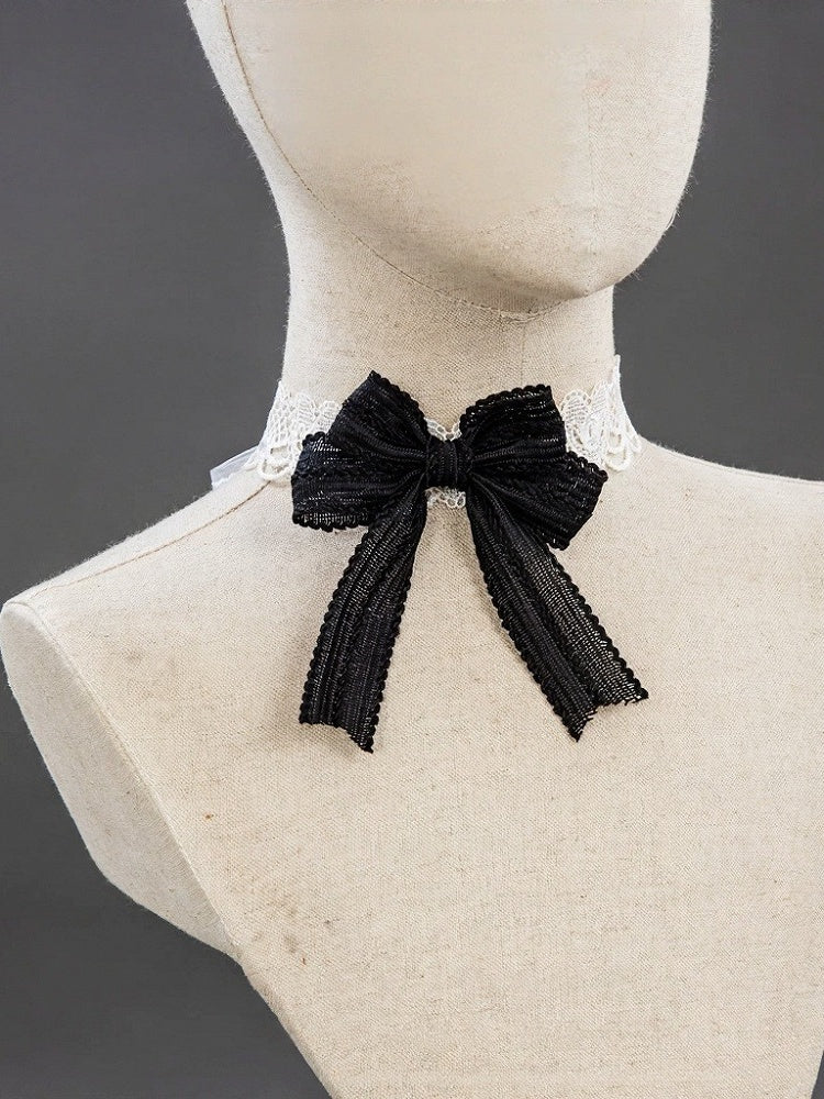 White Lace Choker with Black Bow - Hinana Queena