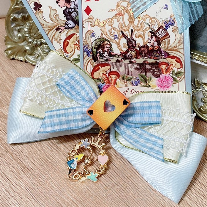 Haarspange Blau Alice Vibes Schleife im Wunderland