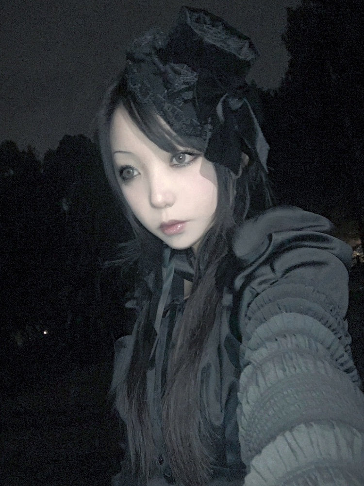 Black Details Mini Hat Bowknot Trim Lace