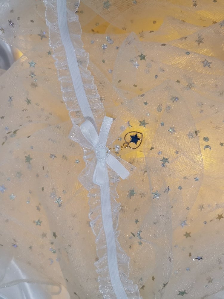 Wine Red/White Lolita Sweet Star-Heart Choker Lace Pendant