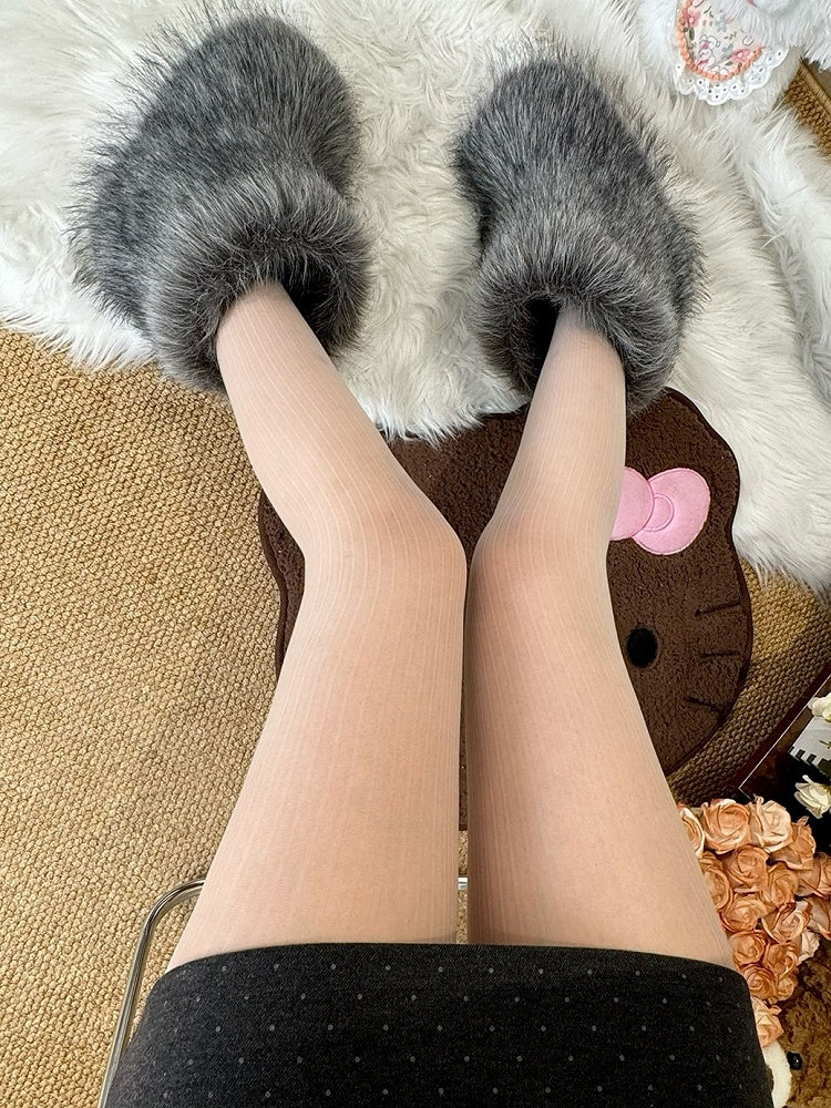 Pattern Striped Tights Brown/Gray/Black/White