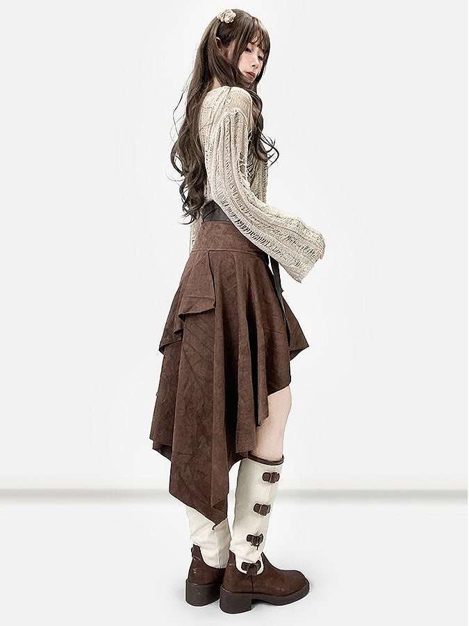 カットアウトバタフライファッションディテールカーキミラードアップリケトップ