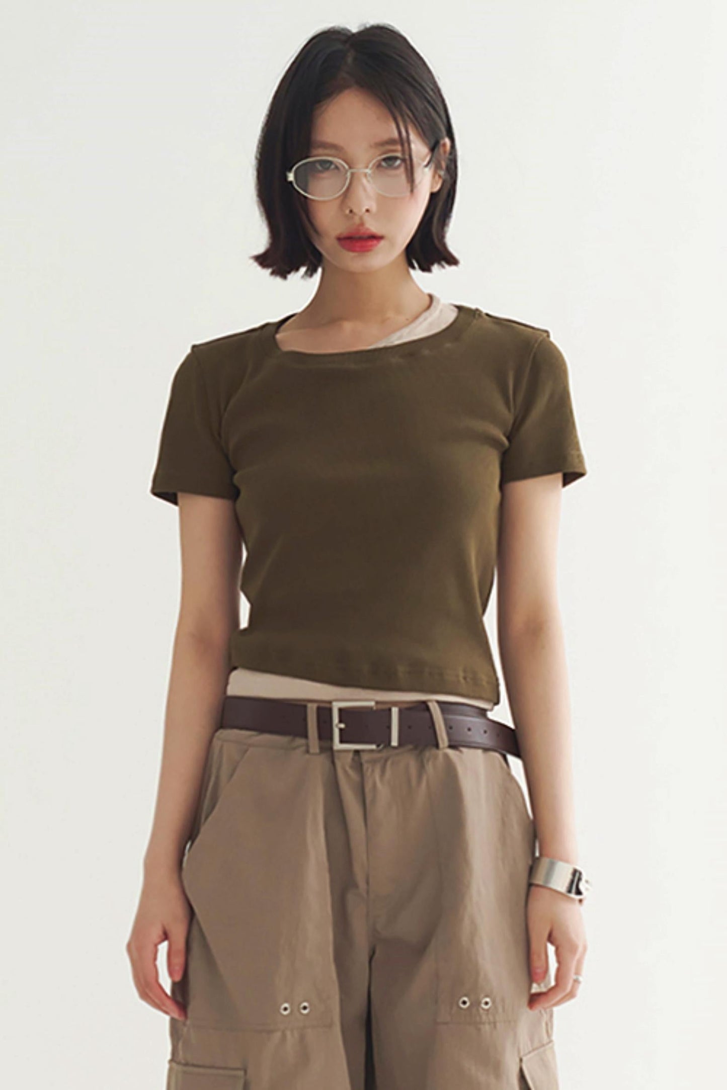 コットンTシャツ スリムフィット ストレッチ