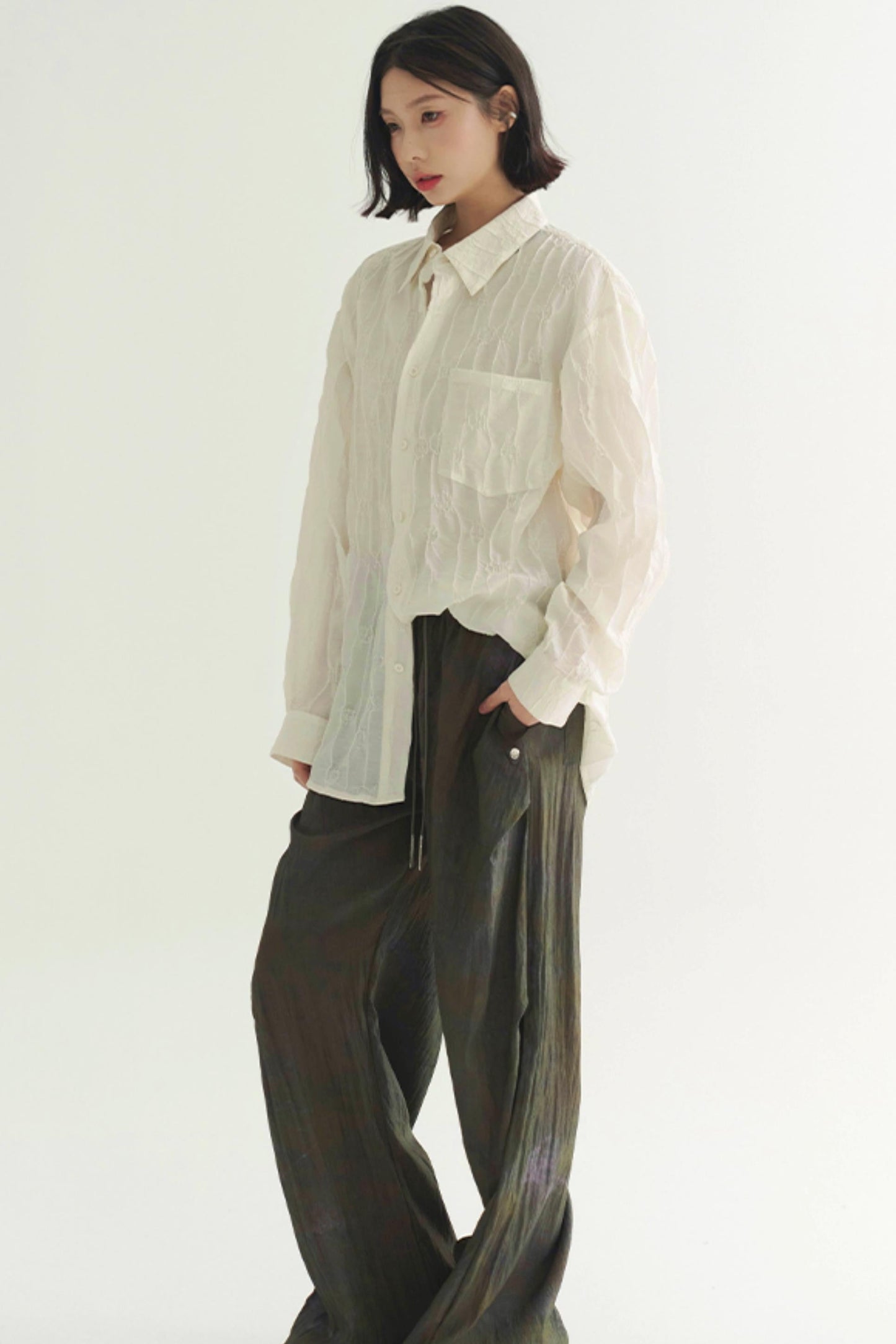 トップス 軽量 無地 長袖