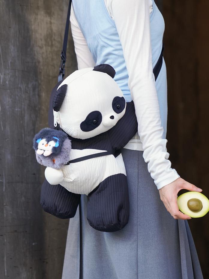 White Bag Plus Size Backpack/Crossbody Panda Black Kawaii