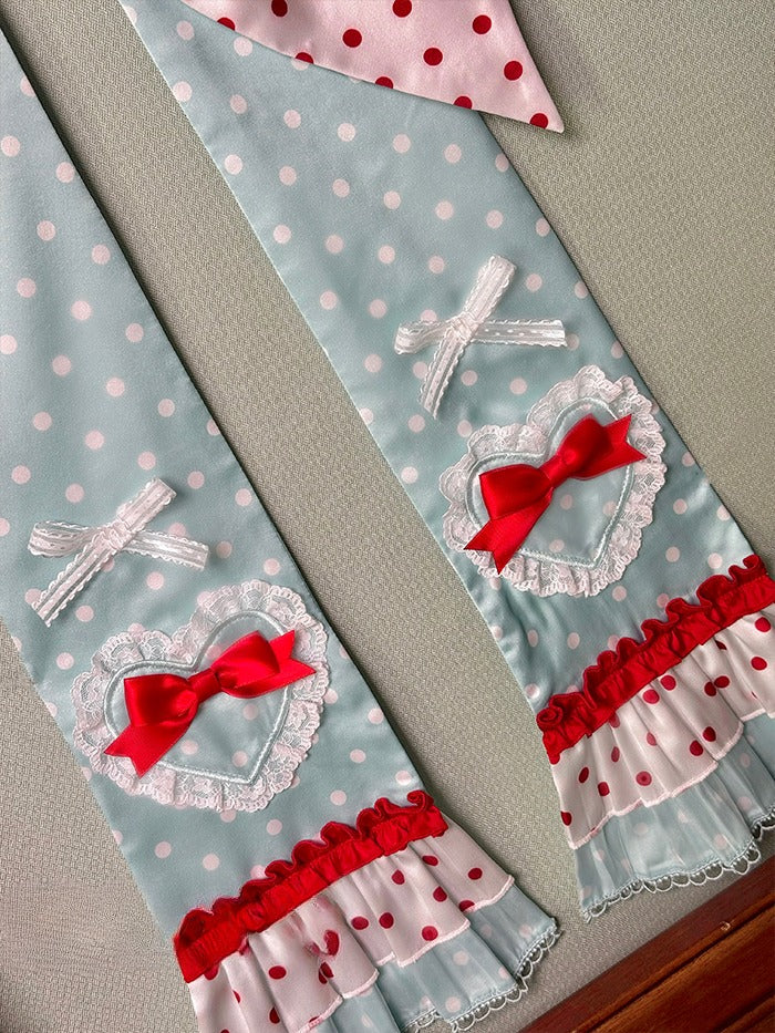 Train Dots and Big Red Polka Green Bow