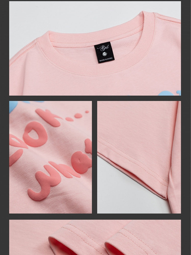 ピンク/ブラック/アプリコットバニーズルーズTシャツ