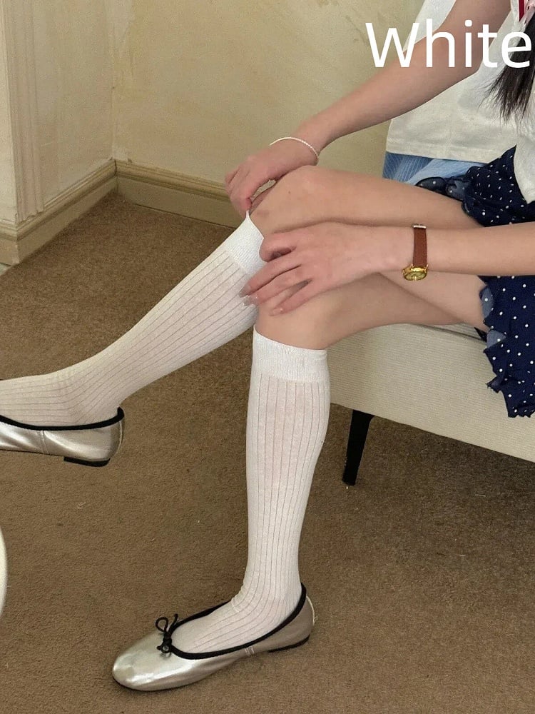Stockings Daily Style) Ribbed Versatile (4-Color