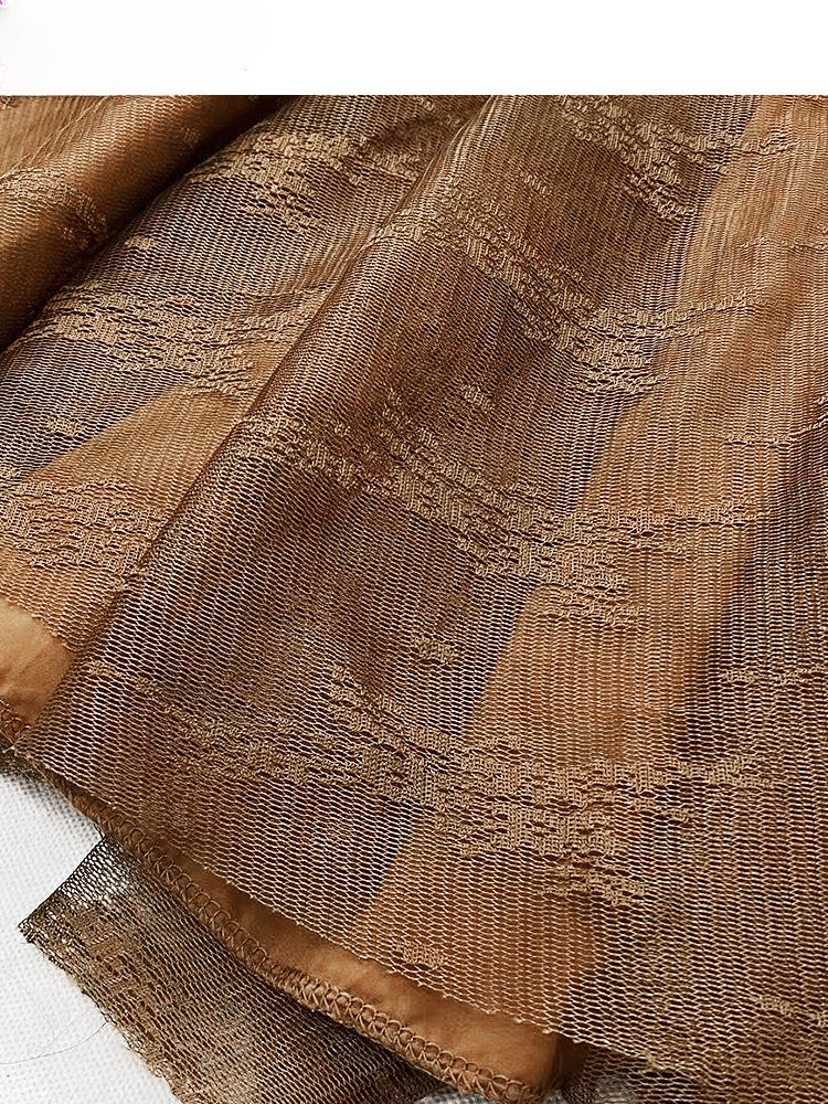 Millard Fashion Wasteland Punk Vintage Brown V-neck Floral Trim Glamorous Cami Dress With Overlay